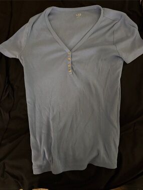 GAP Pale Blue Short-Sleeve Ribbed Henley